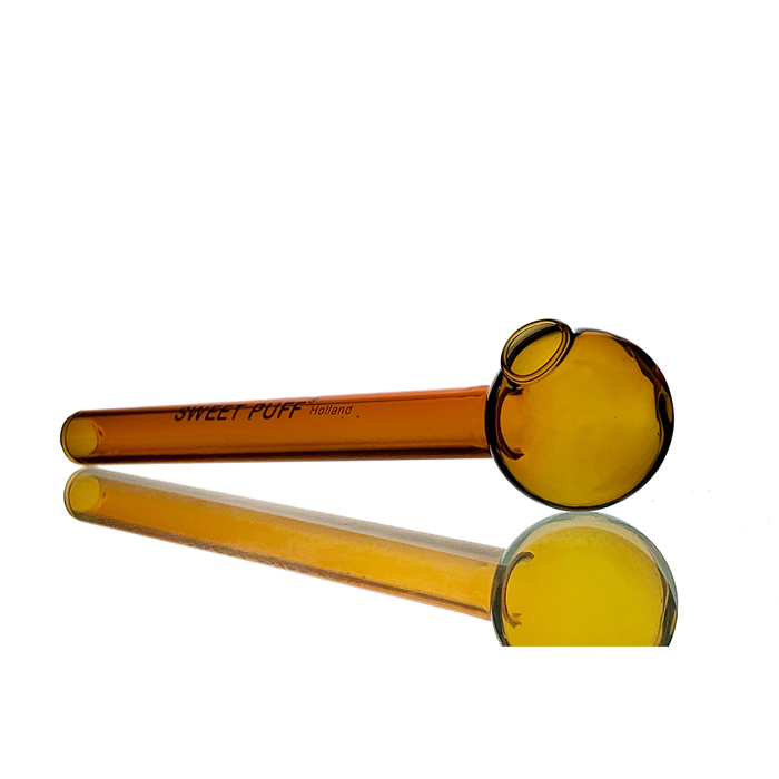Straight Sweet Puff Glass Pipe 12cm Full Amber